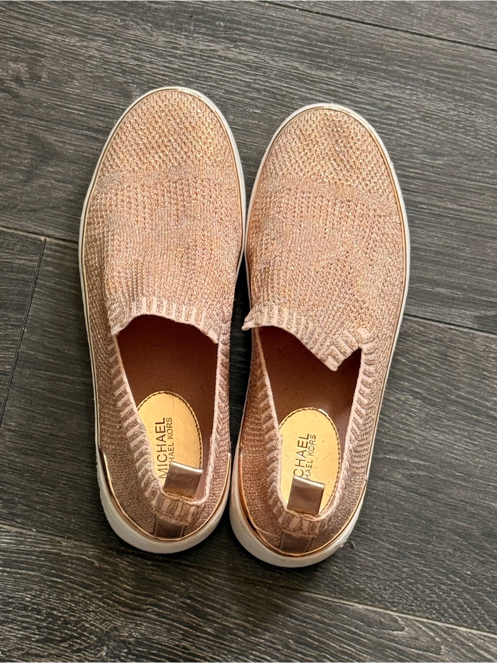 Michael Kors Metallic Rose Knit Slip-On Sneakers